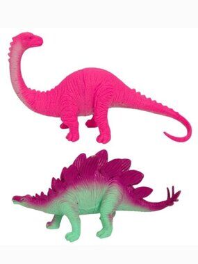 Ankyo Brontosaurus & Stegosaurus‎ Pink Purple Dinosaur Toy Action Figure Set